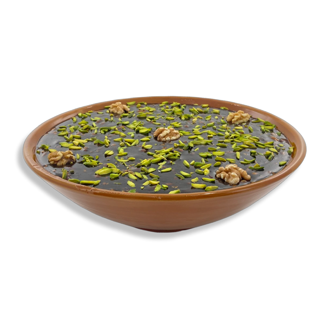 حلوى السكر  الأحمر باللوز (إناء فخار نصف دست)