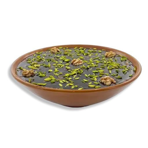 حلوى  بالجوز و الزعفران (إناء فخار ربع دست)