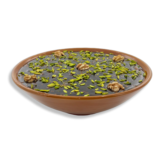حلوى بالجوز و الزعفران (إناء فخار نصف دست)